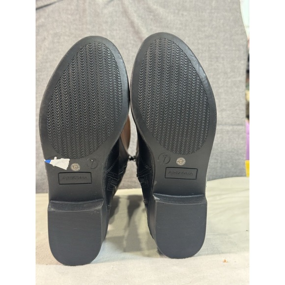 NEW Arizona Jean Company Women's Riding Boots Size 7 M Brown Black Buckle Zipper - Picture 7 of 8